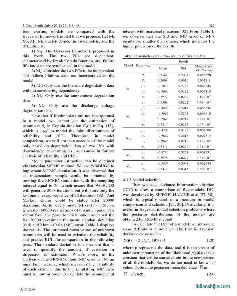 衛星蓄電池二元性能退化和壽命數據的貝葉斯模型