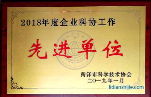 玉皇新能源榮獲2018年度菏澤市企業科協工作先進單位