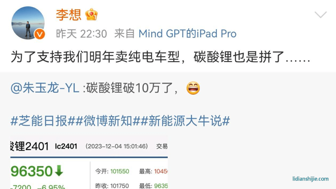 為了支持我們明年賣純電車型，碳酸鋰也是拼了